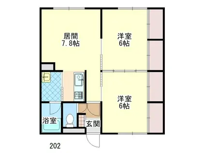 コーポラスかいじ神居(2LDK/2階)の間取り写真