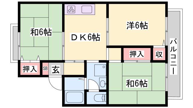 メロディ白国(3DK/2階)の間取り写真