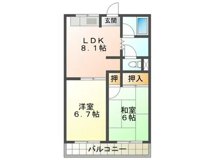 サニータウン(2LDK/2階)の間取り写真