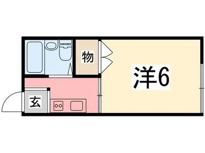 リバーサイドヴィラ姫路F棟(1K/1階)の間取り写真