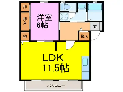 コンフォート・ヴィラ(1LDK/1階)の間取り写真