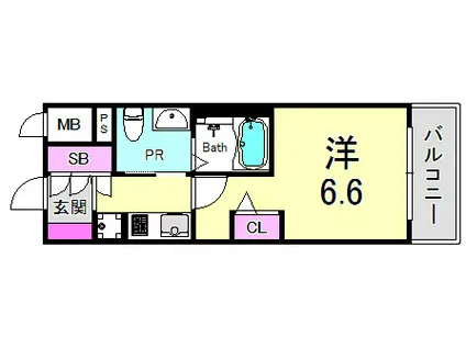 エステムプラザ神戸三宮ルクシア(1K/2階)の間取り写真