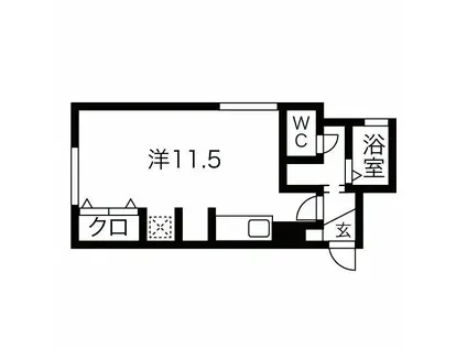 ニューマンション平岸(ワンルーム/1階)の間取り写真