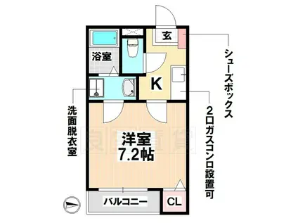 クレフラスト堀田南(1K/2階)の間取り写真