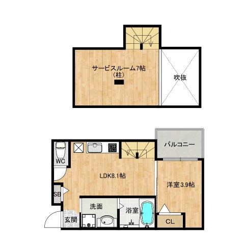 DREAMSTAGE博多南ANGELO(1SLDK/2階)の間取り写真