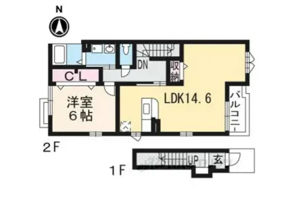 レジデンスYASU(1LDK/2階)の間取り写真