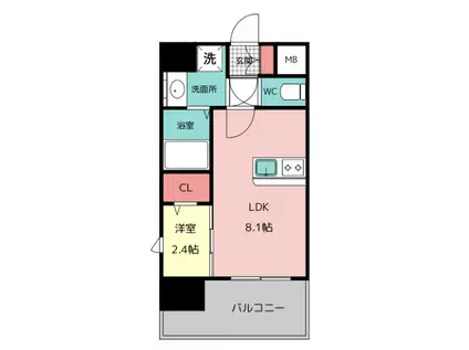 MODERN PALAZZO 美野島NEURO(1LDK/11階)の間取り写真