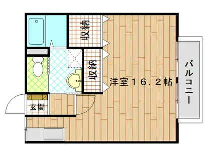 鳥居崎ハイツA棟(ワンルーム/2階)の間取り写真