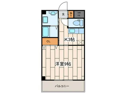 ケンハウス秦野駅南口マンション(1K/3階)の間取り写真