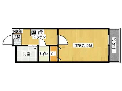 ラコント宮ヶ瀬(1K/3階)の間取り写真