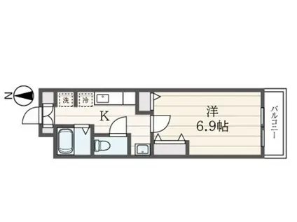 エリシオン富岡(1K/1階)の間取り写真