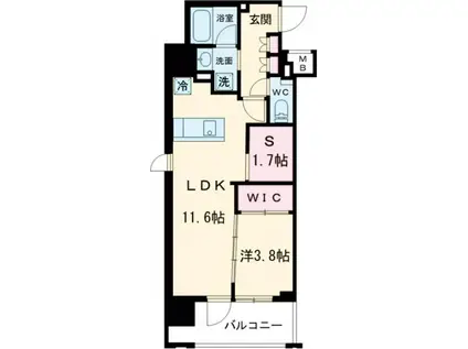 ザ・パークハビオ上北沢(1SLDK/9階)の間取り写真