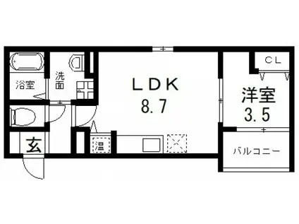 アート東大阪B(1LDK/3階)の間取り写真