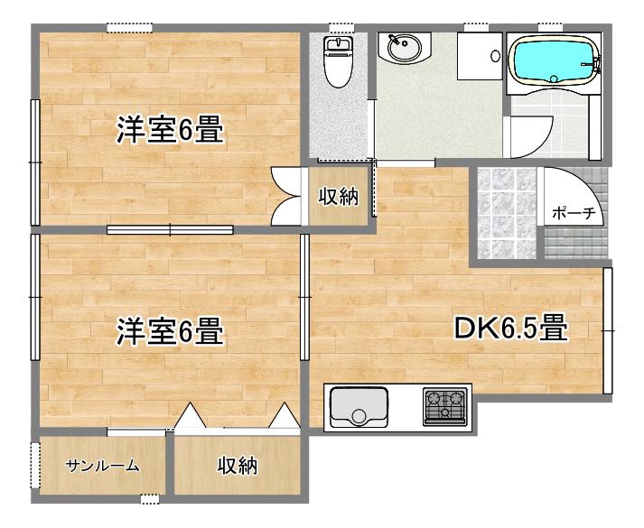 ユーアイVII(2DK/1階)の間取り写真