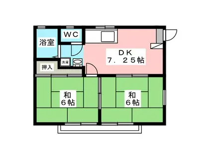 旭ハニーハイツ第2(2DK/2階)の間取り写真