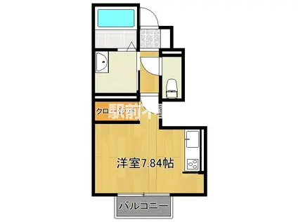 D-ROOM夢 1号棟(ワンルーム/1階)の間取り写真