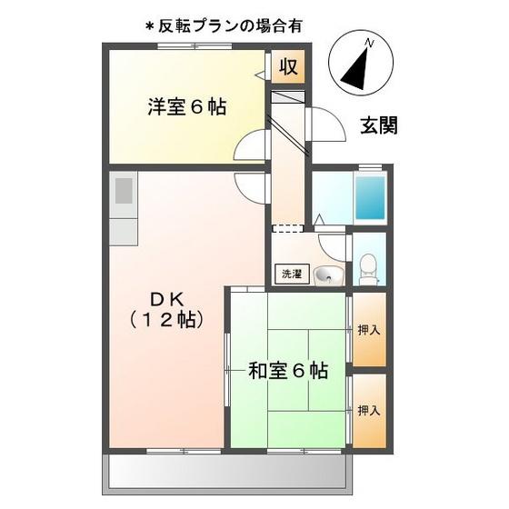 グローリーハウス的場C(2LDK/2階)の間取り写真