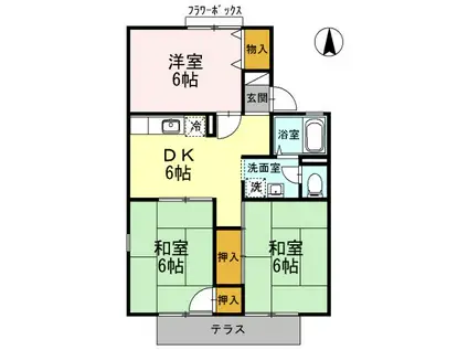 ビラ国分寺A棟(2LDK/1階)の間取り写真