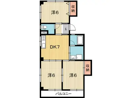 パークサイド葛島(3DK/2階)の間取り写真