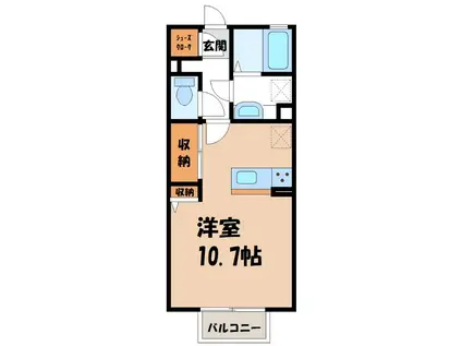 ミーティス A(ワンルーム/2階)の間取り写真