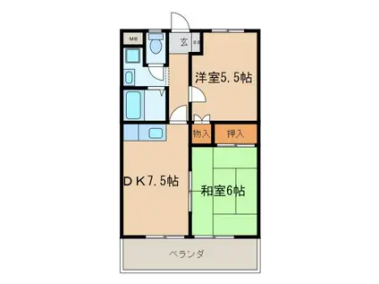 ＪＲ東海道本線 瀬田駅(滋賀) 徒歩12分 3階建 築32年(2DK/3階)の間取り写真