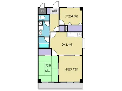 プレジデント六丁の目(3DK/1階)の間取り写真