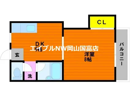 グリンベルIV(1DK/2階)の間取り写真