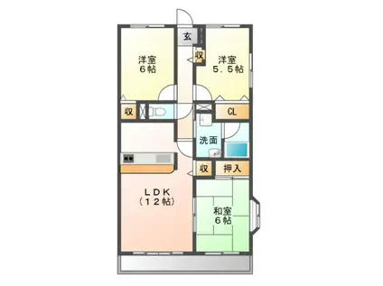 グランドハイツ羽山台(3LDK/2階)の間取り写真