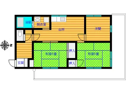 ハイツK&T(3DK/2階)の間取り写真