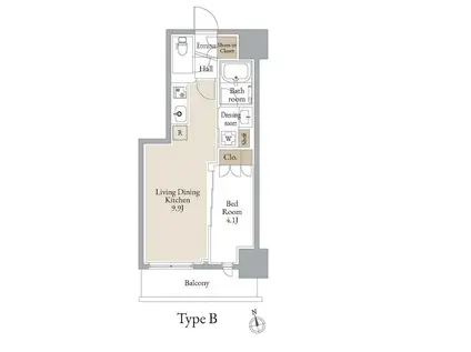JMFレジデンス浅草橋三丁目(1LDK/2階)の間取り写真