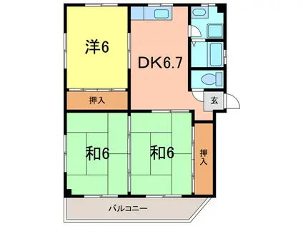 リバーストーン(3DK/3階)の間取り写真