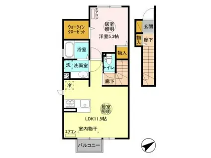 フォレストメゾン深芝(1LDK/2階)の間取り写真