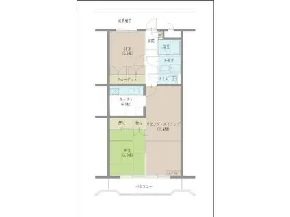 Mハイツ(2LDK/4階)の間取り写真