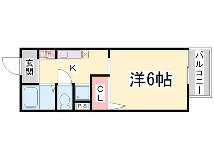 サムハイツ六甲(1K/2階)の間取り写真