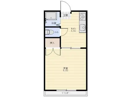 グリーンハイツ(1K/2階)の間取り写真