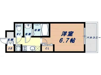 アドバンス難波西アクア(1K/12階)の間取り写真