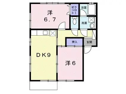 グリーンベル(2DK/1階)の間取り写真