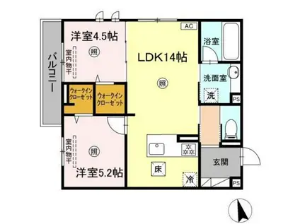 サンコートHIKARI(2LDK/1階)の間取り写真