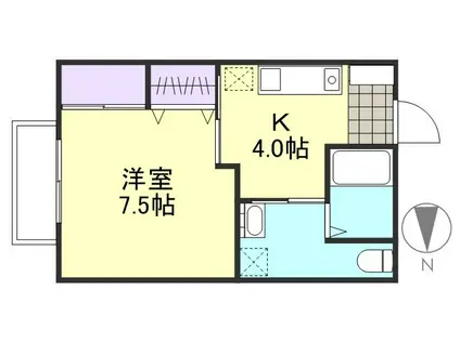 みのり II(1K/1階)の間取り写真
