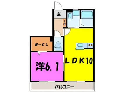 グレースコート(1LDK/2階)の間取り写真