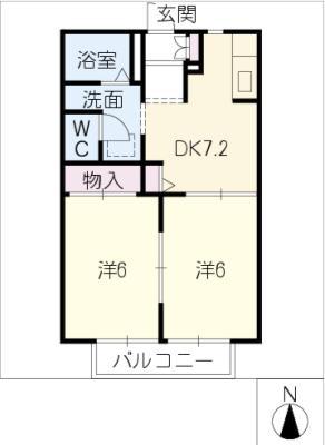 ブルーメゾン(2DK/2階)の間取り写真