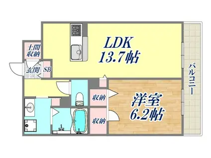 シャーメゾン夙川ウエスト(1LDK/2階)の間取り写真
