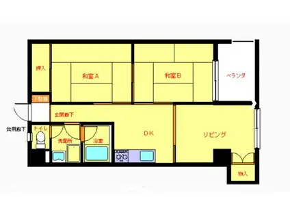 石黒本館ビル(2LDK/4階)の間取り写真