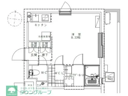 ジェノヴィア蕨(ワンルーム/1階)の間取り写真