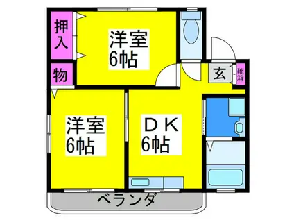 PALTY BAN(2DK/4階)の間取り写真