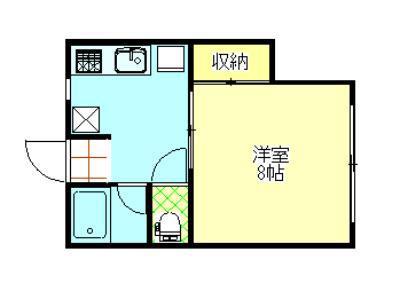 アーバンハイツ八橋(1K/2階)の間取り写真