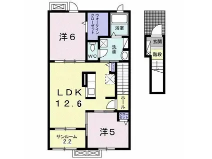 エクラ21(2LDK/2階)の間取り写真