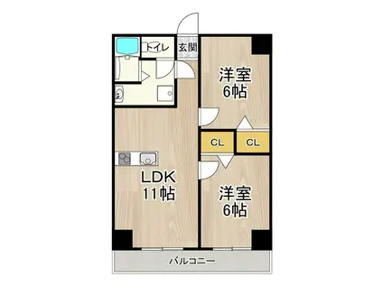 アルカディア イン(2LDK/4階)の間取り写真