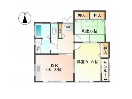 ハイム・オレンジII(2DK/2階)の間取り写真