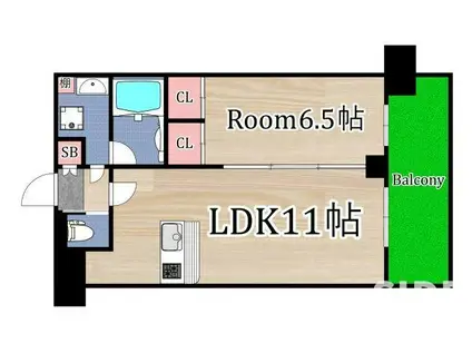 フェルム城北公園(1LDK/5階)の間取り写真